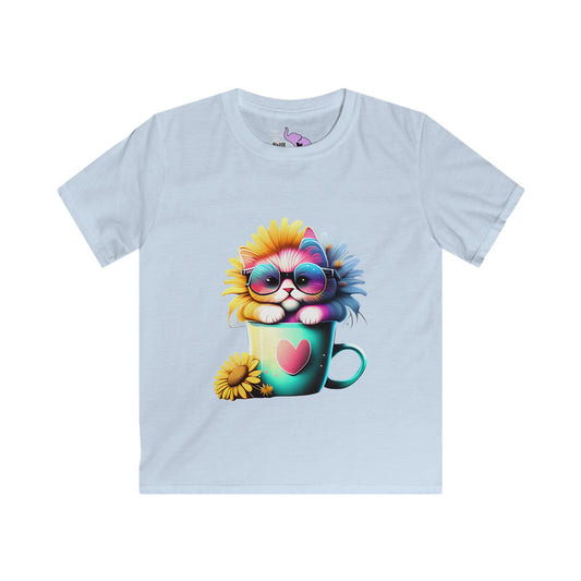 Cool Sunflower Kitten 2 Youth Softstyle Tee