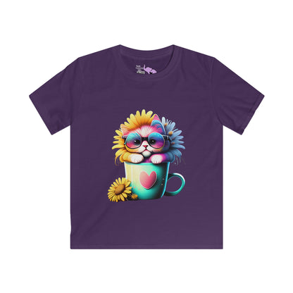 Cool Sunflower Kitten 2 Youth Softstyle Tee