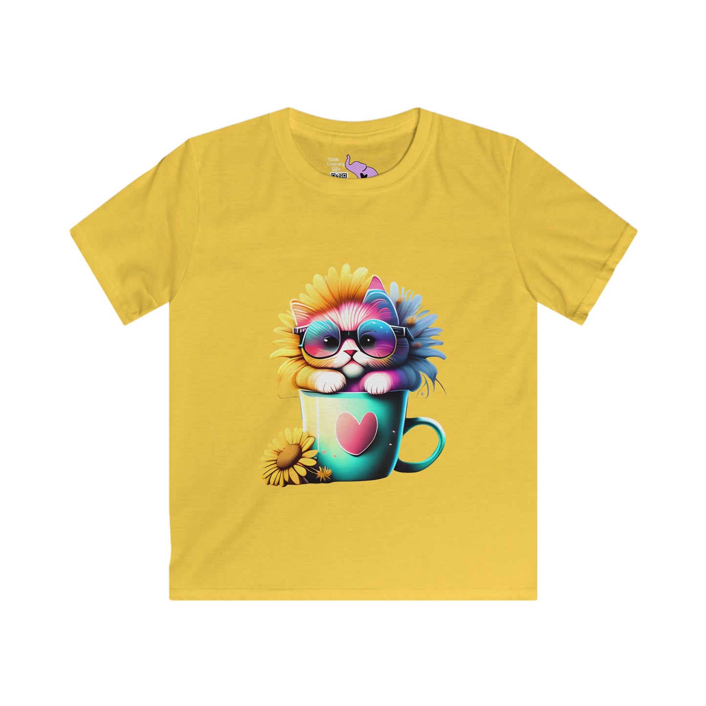 Cool Sunflower Kitten 2 Youth Softstyle Tee