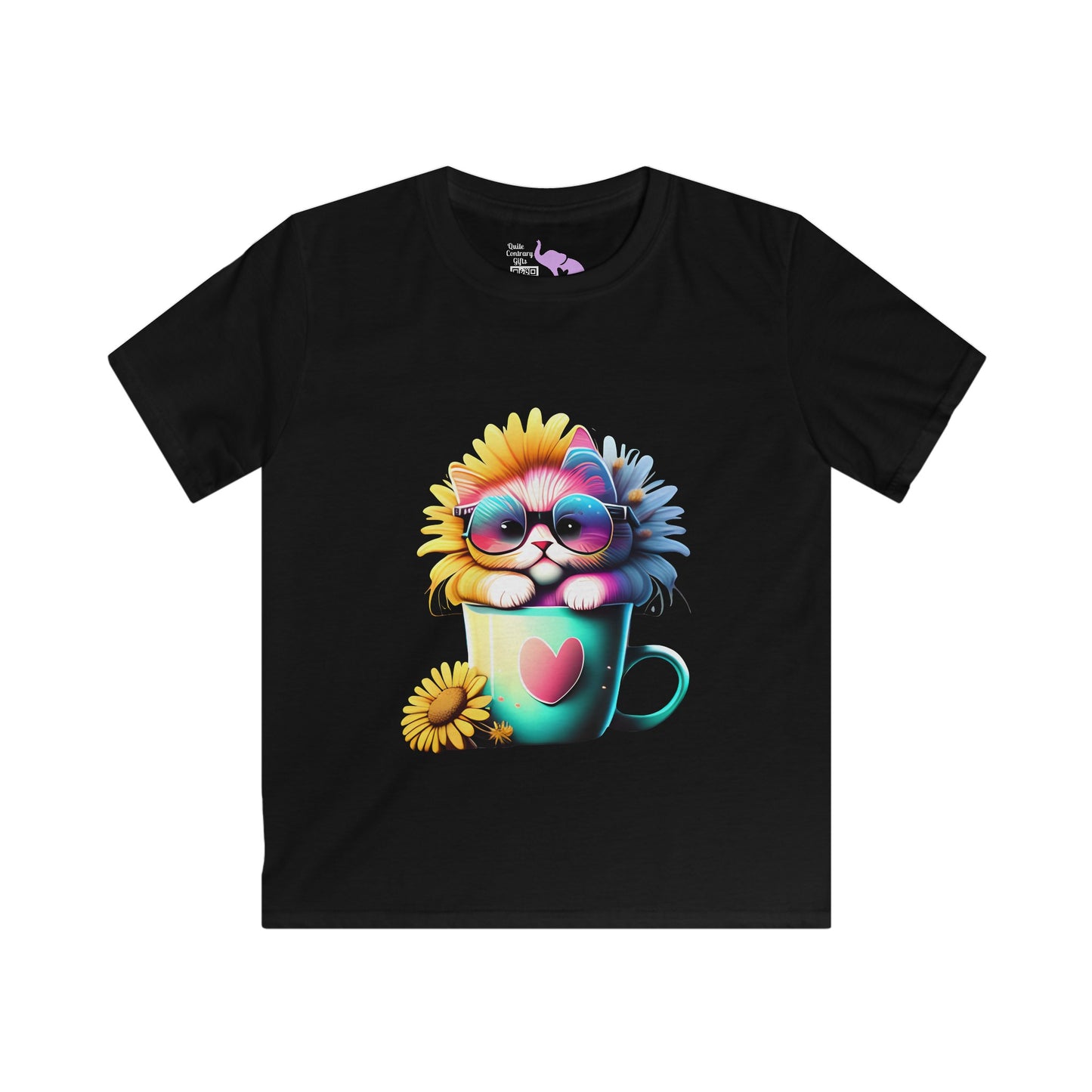 Cool Sunflower Kitten 2 Youth Softstyle Tee