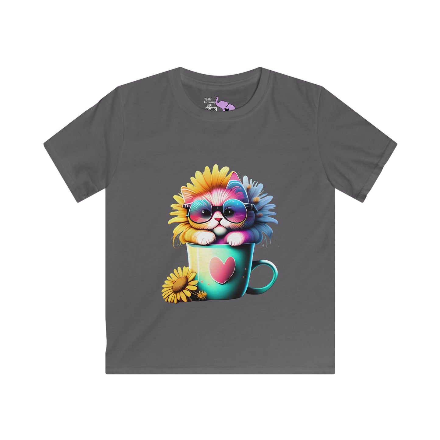 Cool Sunflower Kitten 2 Youth Softstyle Tee