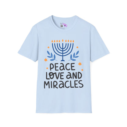 Hanukkah Peace Love & Miracles 1 Adult T-shirt