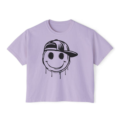 Melty Smiley Face w/Hat Women's Boxy Tee