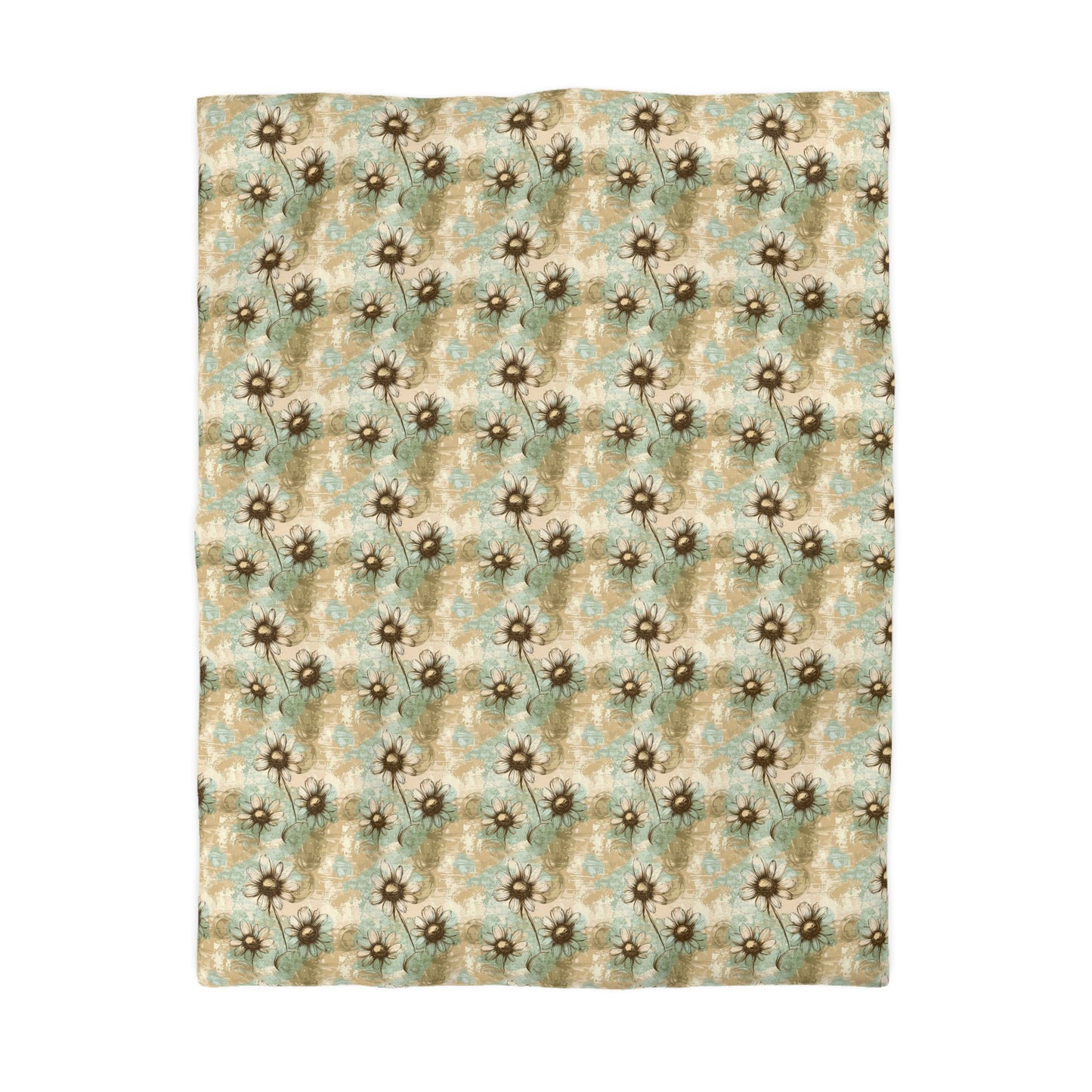 Worn Meadow Daisies Microfiber Duvet Cover