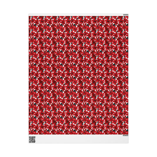 Inked Poinsettias Wrapping Paper