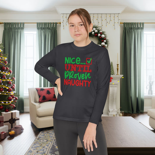 Nice Until Proven Naughty 2 Youth Long Sleeve Tee