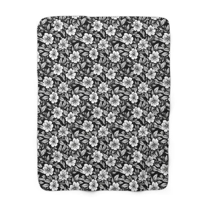 Monochrome Paradise Bloom Fleece Blanket