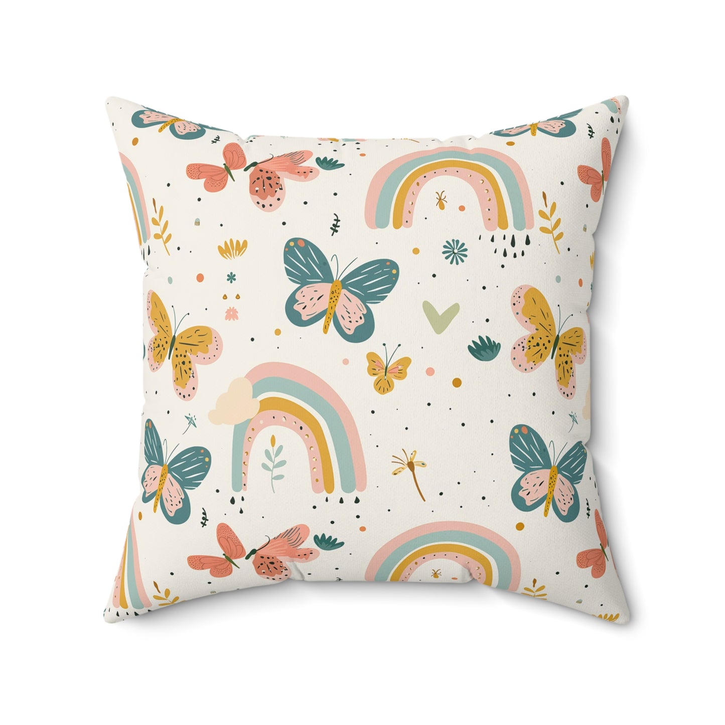 Whispering Wings & Rainbows Throw Pillow