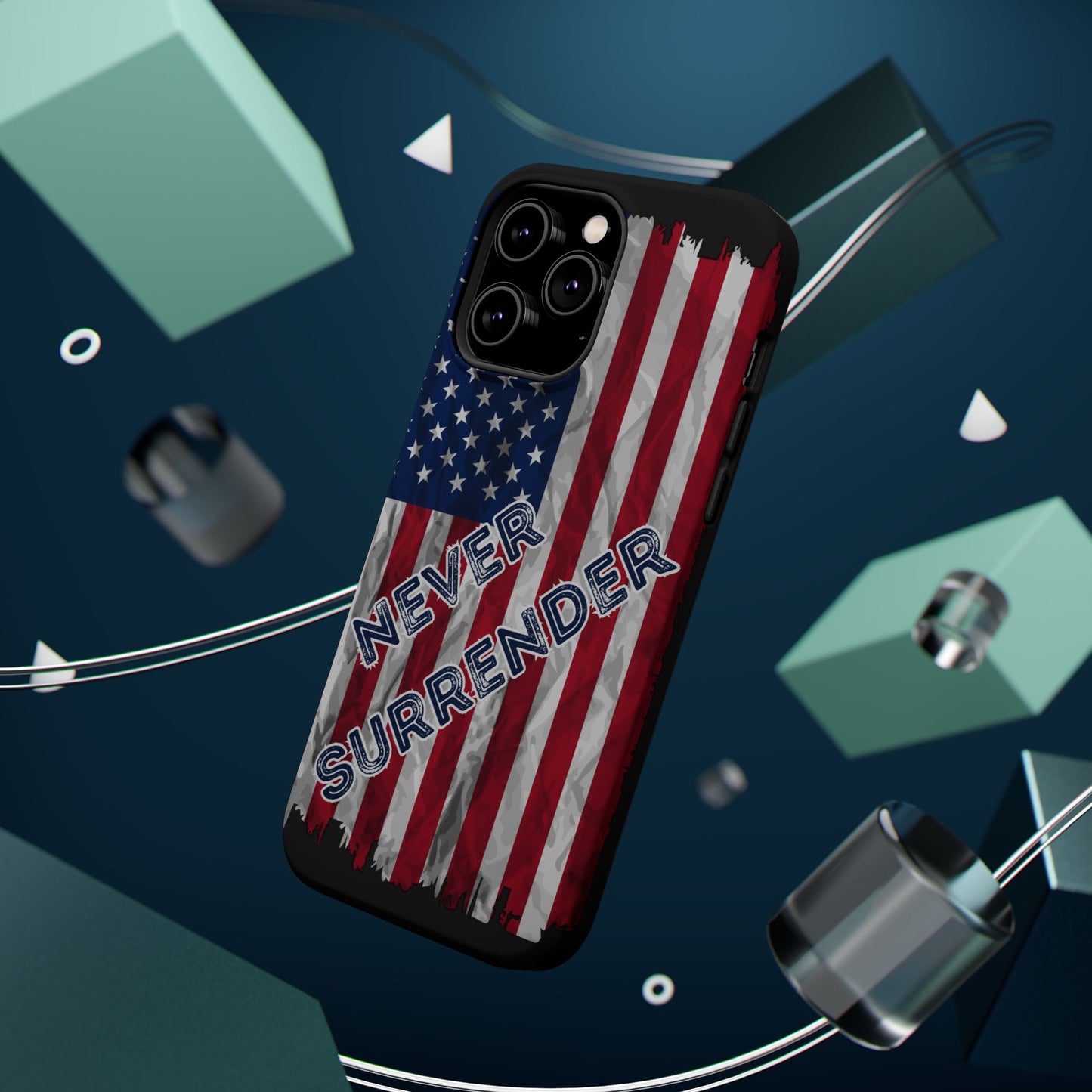 Never Surrender American Flag MagSafe® Compatible Tough Case for iPhone