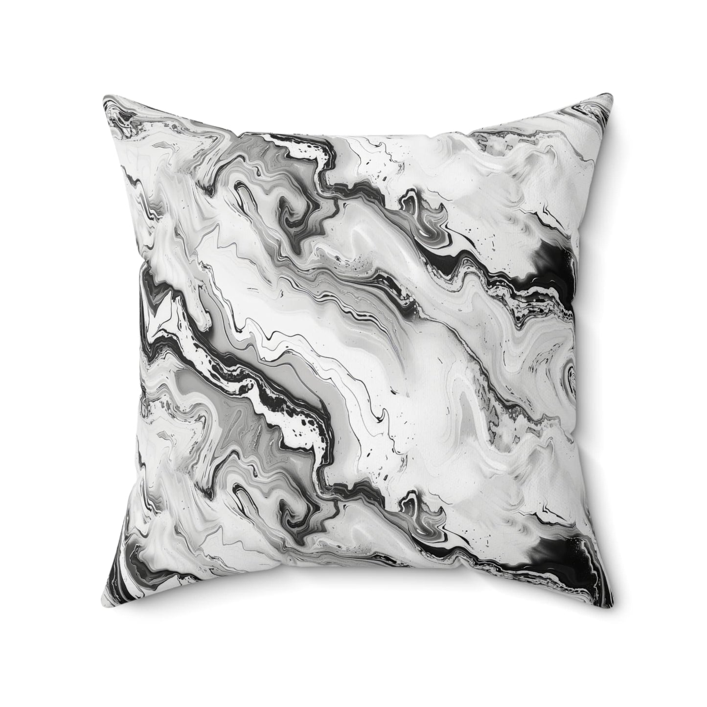 Frost Veil Marble Throw Pillow