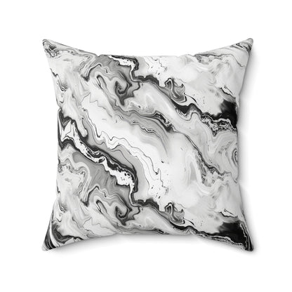 Frost Veil Marble Throw Pillow