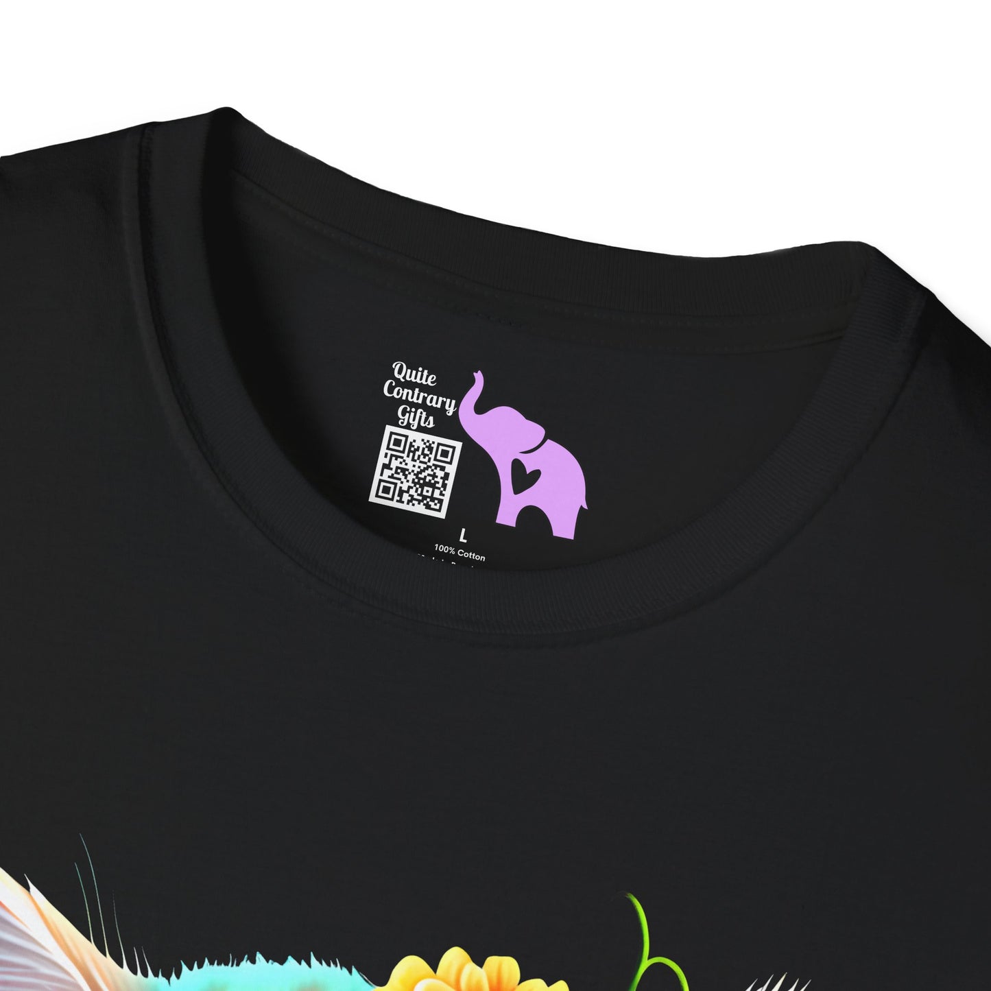 Cute Colorful Kitten in Flowers Adult T-shirt