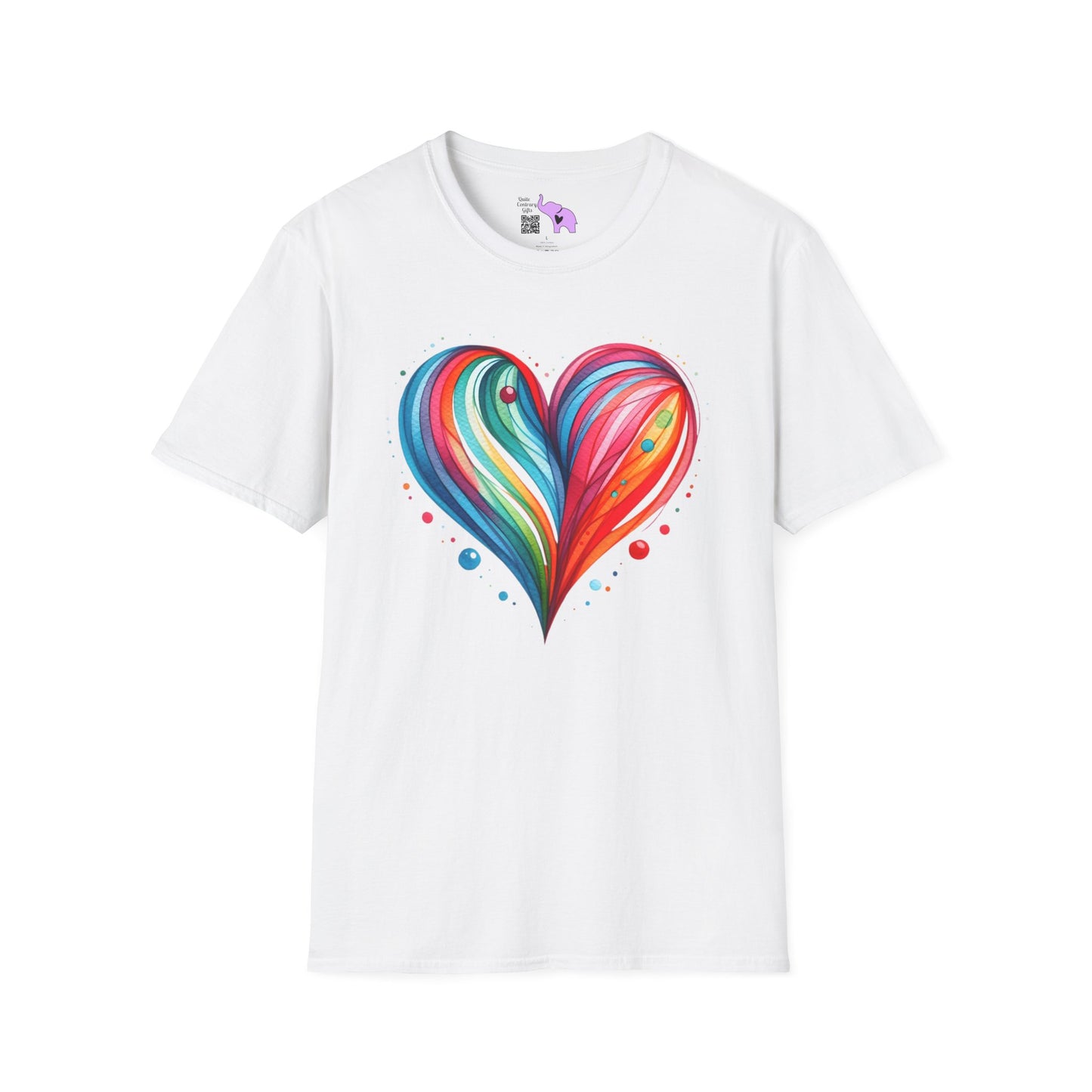 Blushing Rainbow Heart Adult T-shirt