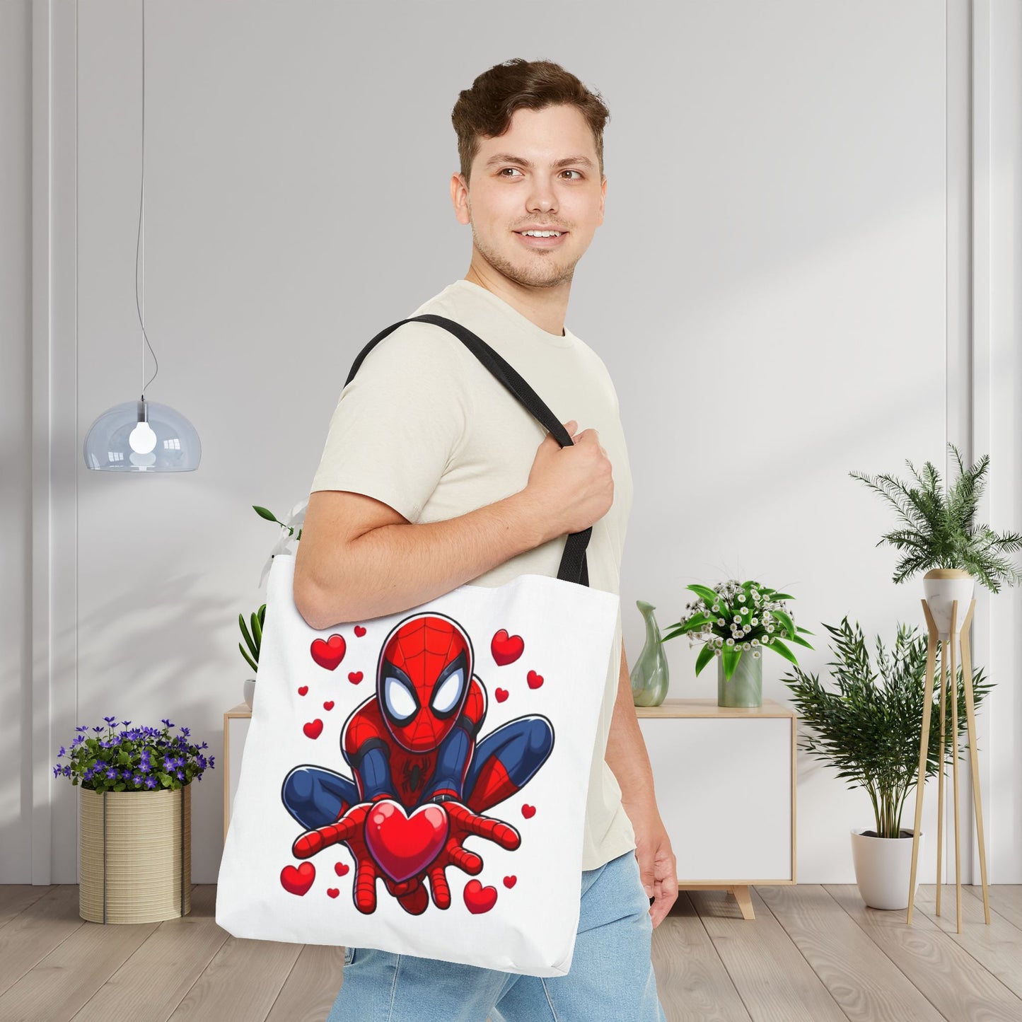 Valentines Spiderman Tote Bag