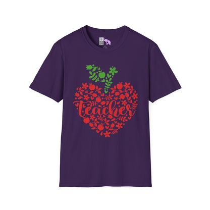 Teacher Apple Heart Adult T-shirt