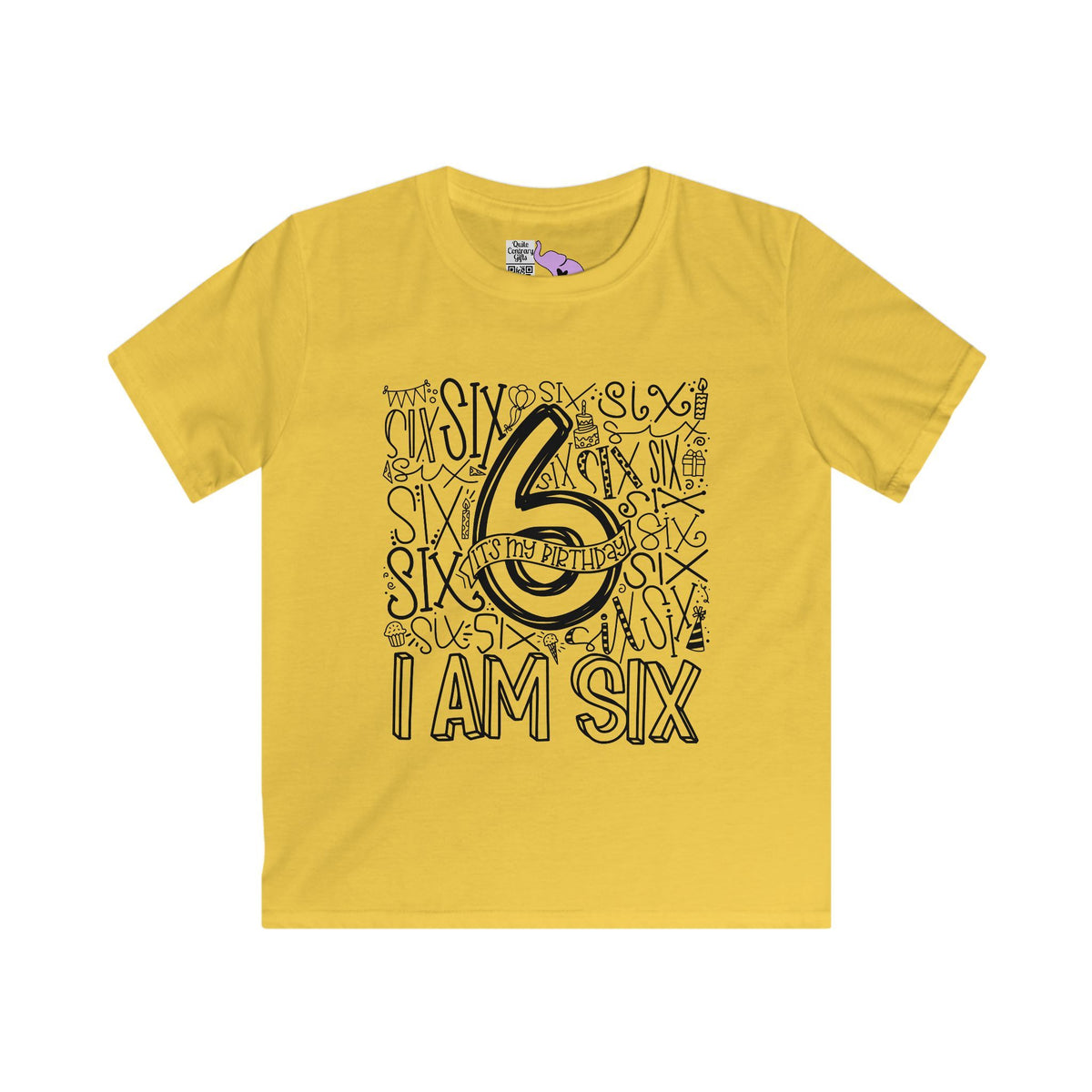I Am Six Typography Youth Softstyle Tee