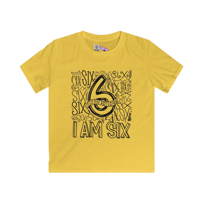 I Am Six Typography Youth Softstyle Tee