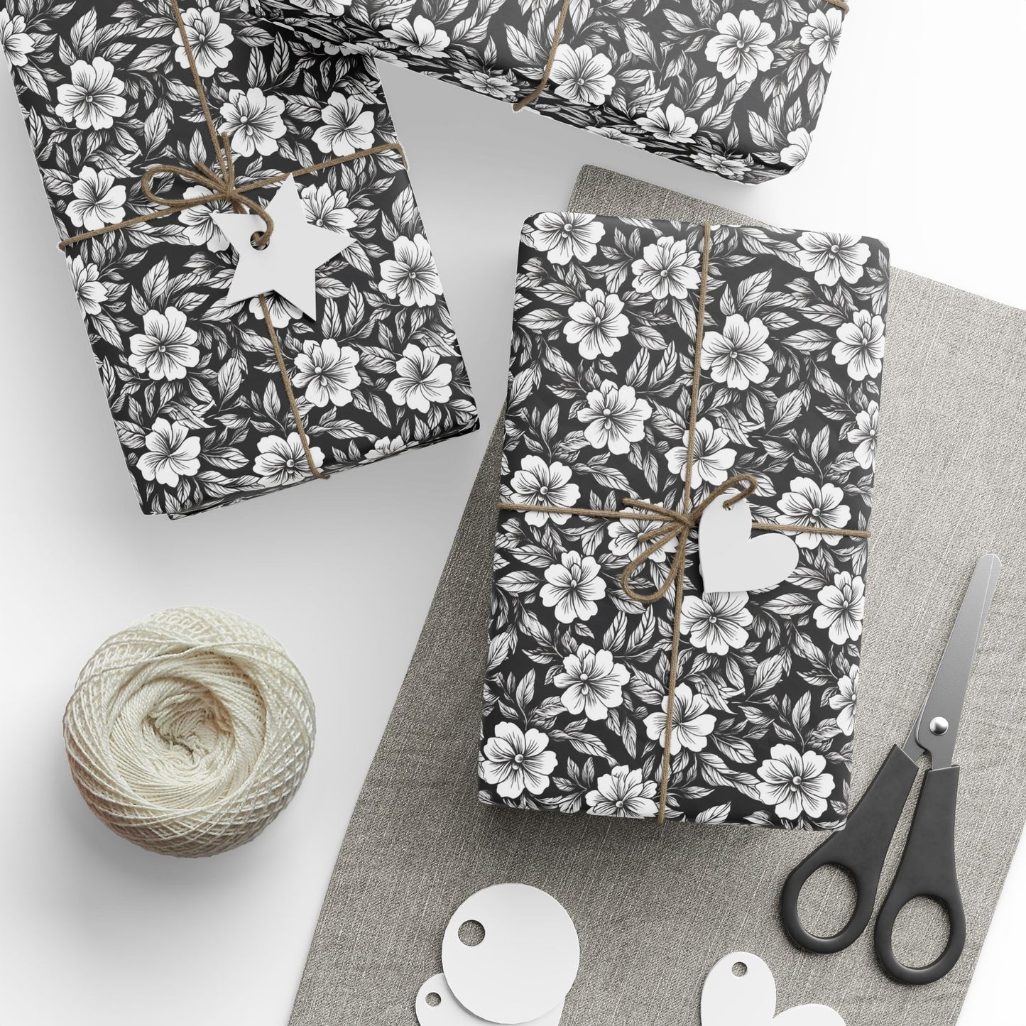 Monochrome Paradise Bloom Gift Wrap for All Occasions