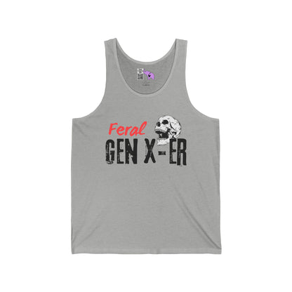 Feral GenXer w/Skull Unisex Jersey Tank