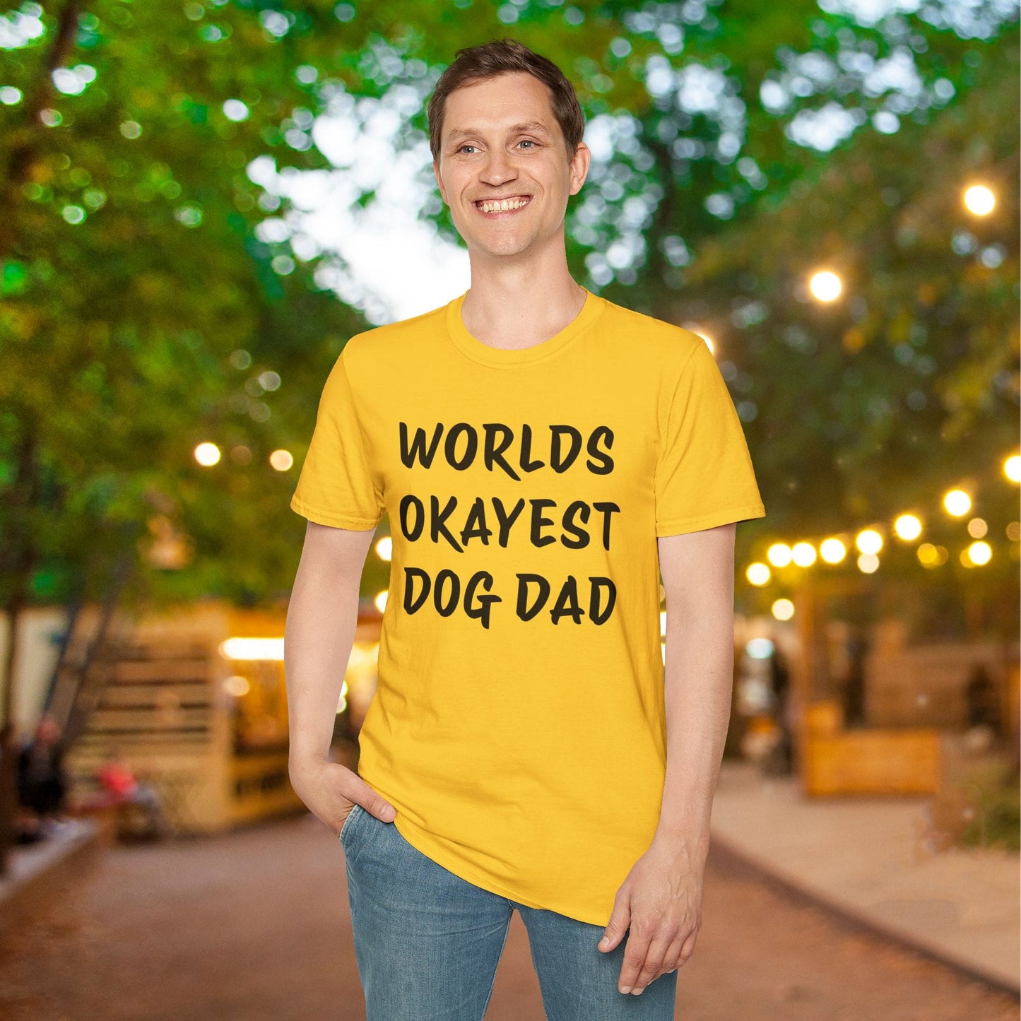 Worlds Okayest Dog Dad Adult T-shirt