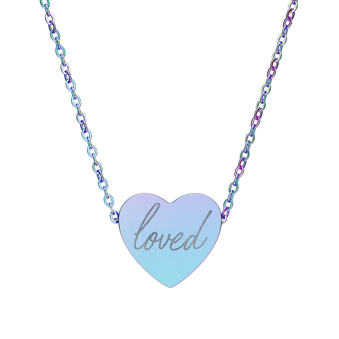 'loved' Engraved Heart Necklace