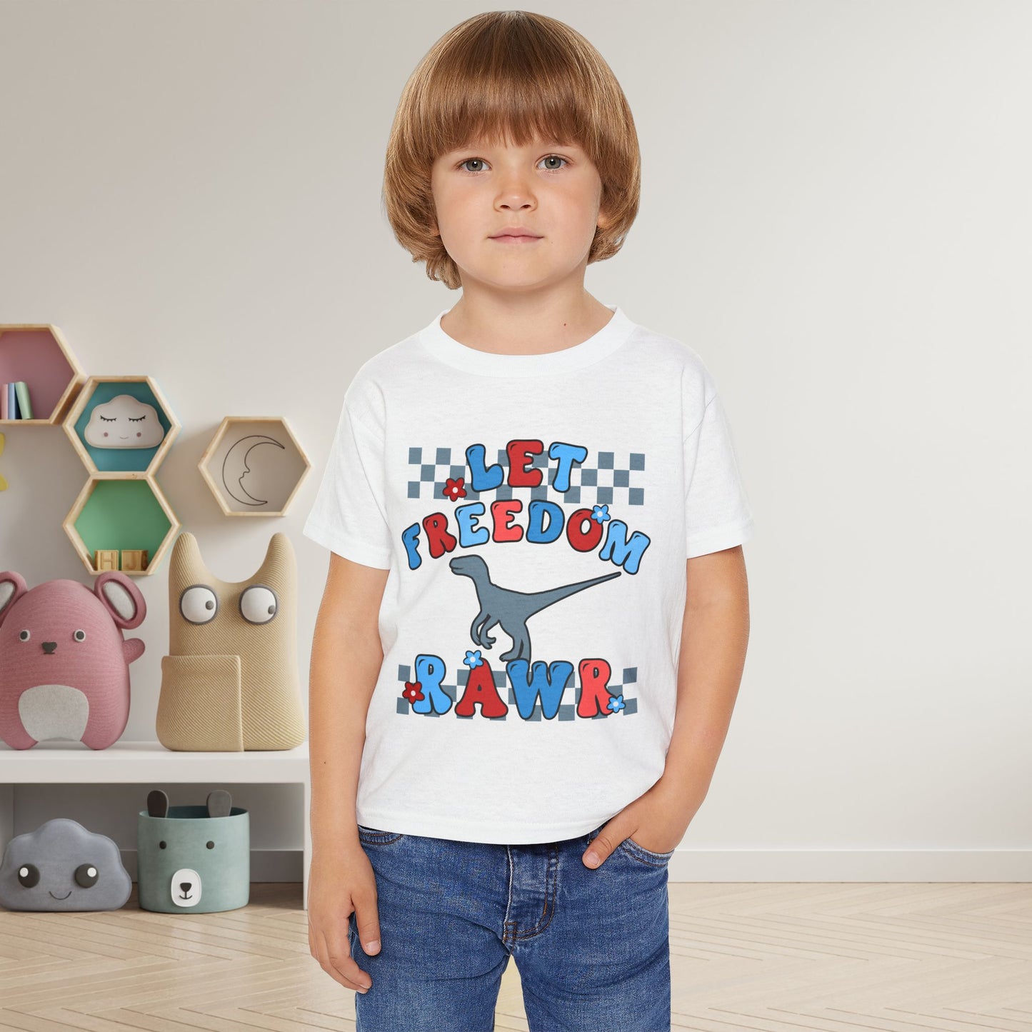 Let Freedom Rawr (Dinosaur) Heavy Cotton™ Toddler T-shirt