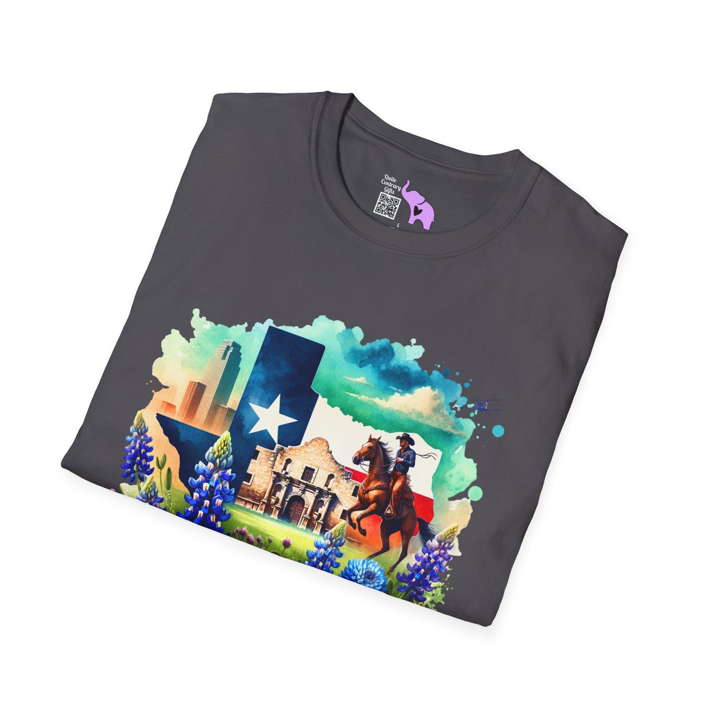 Texas Alamo & Bluebonnets Adult T-shirt