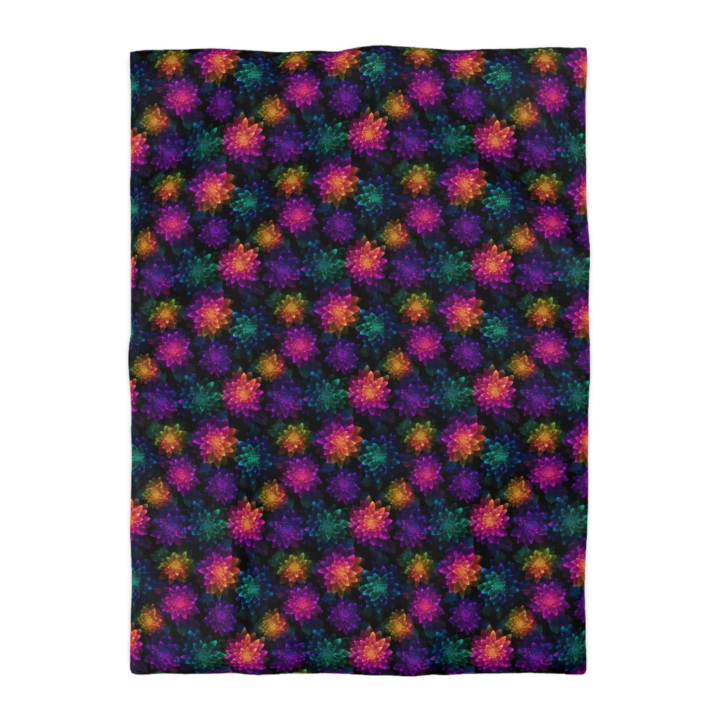 Neon Lotus Blooms Microfiber Duvet Cover