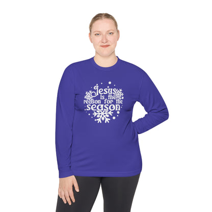 Jesus Is The Reason For The Season Snowflake Adult Long Sleeve Tee