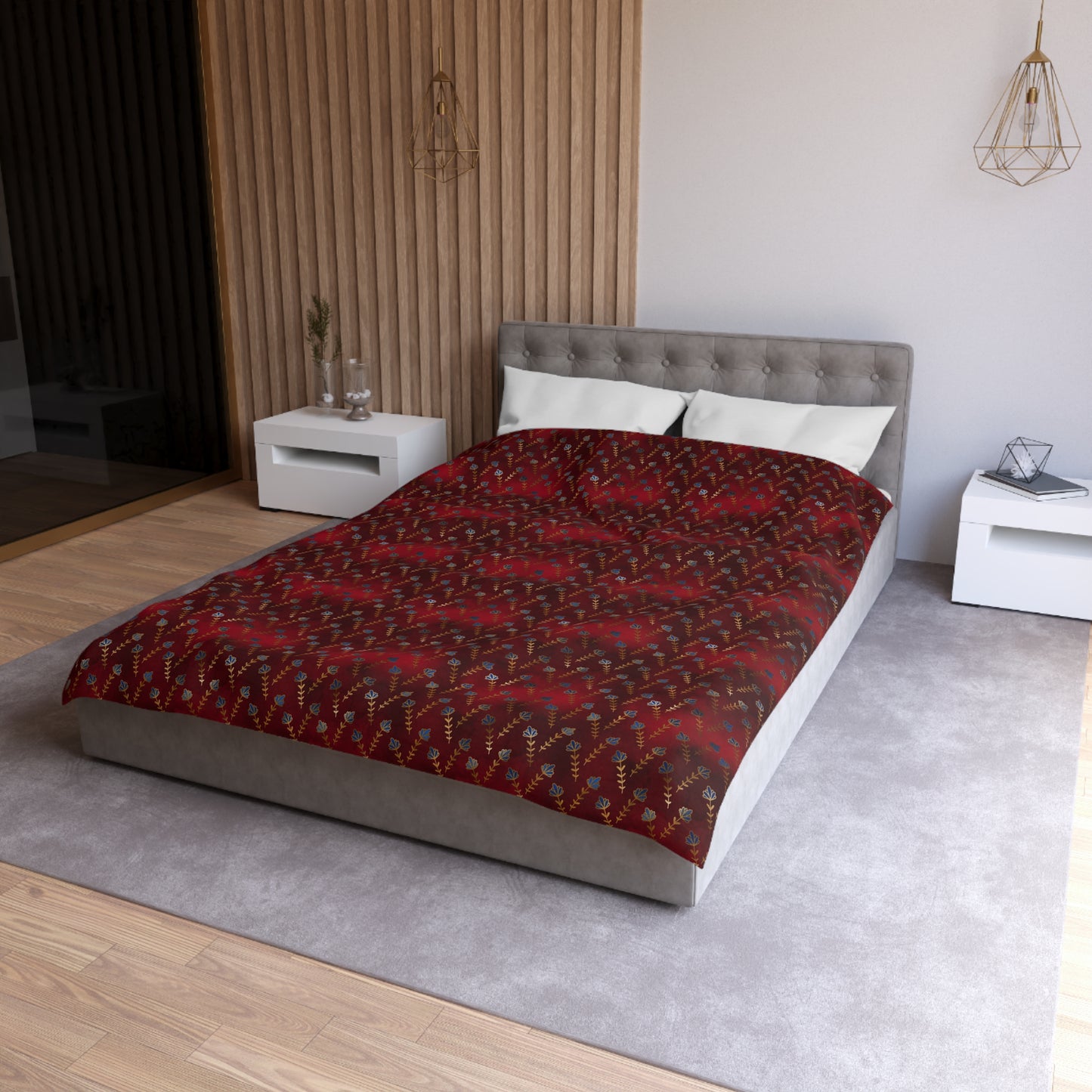 Ruby Night Blossoms Microfiber Duvet Cover