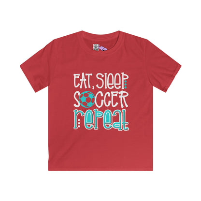 Eat, Sleep, Soccer Repeat Youth Softstyle Tee