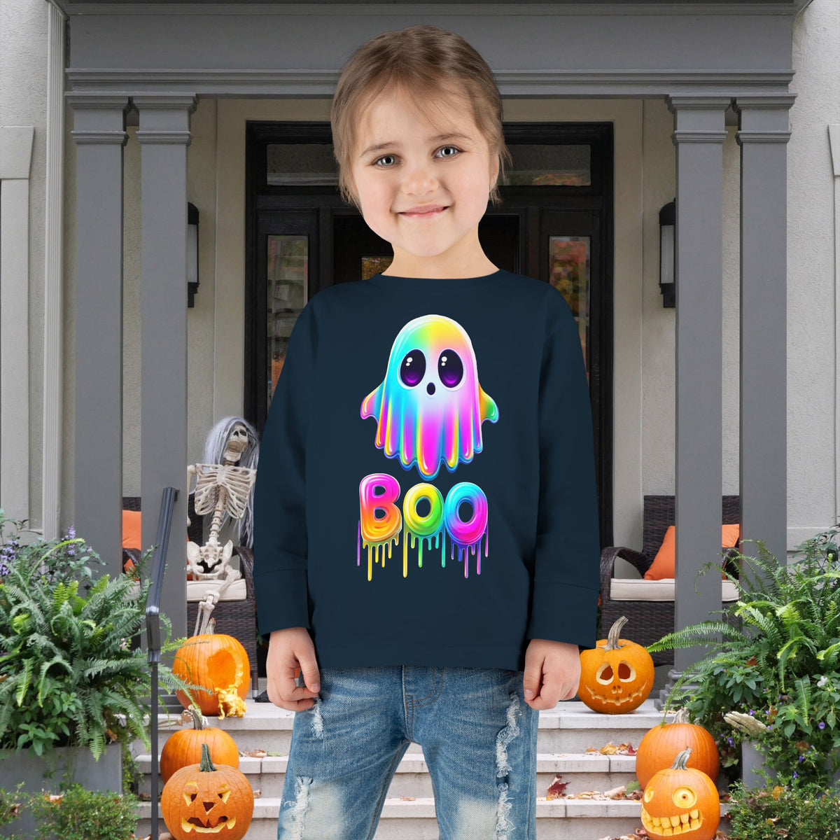Neon Ghostly Monster Toddler Long Sleeve Tee