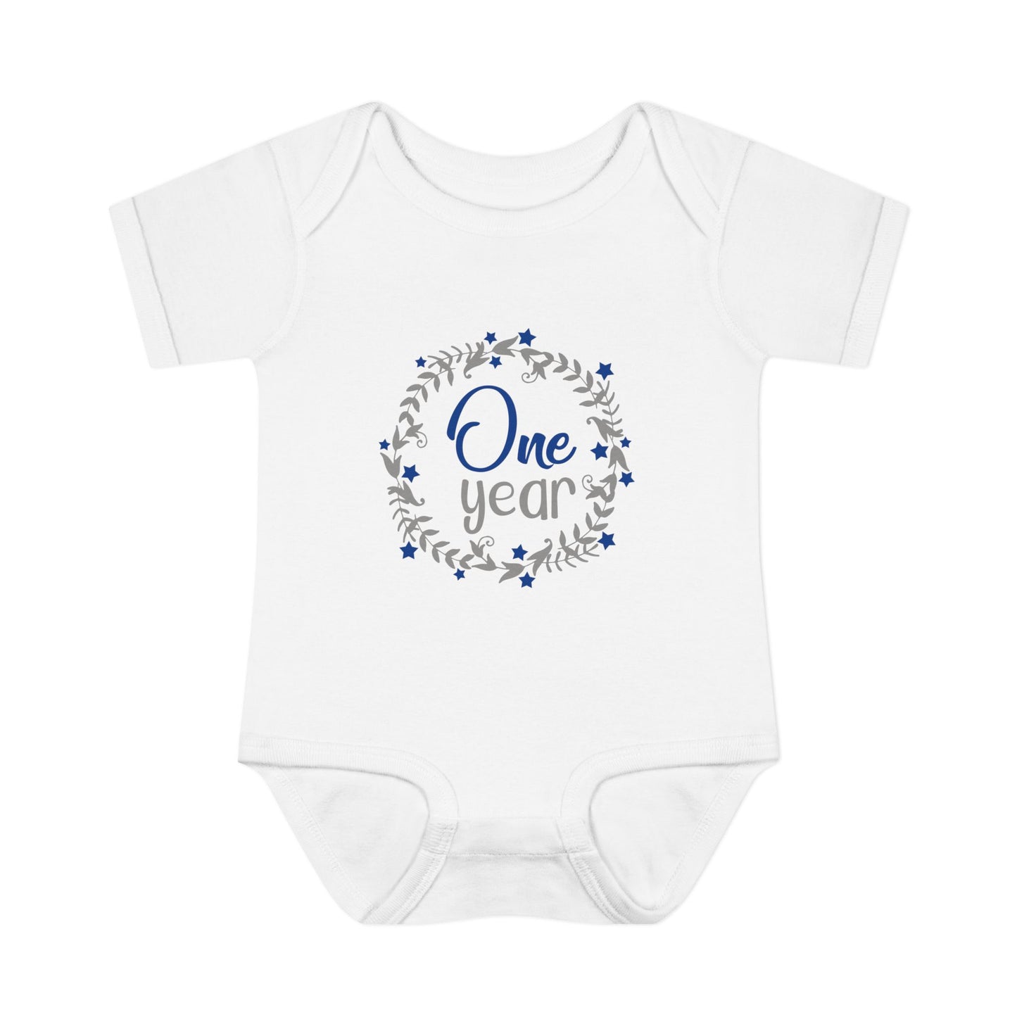 Blue Milestone Wreath Onesie-One Year