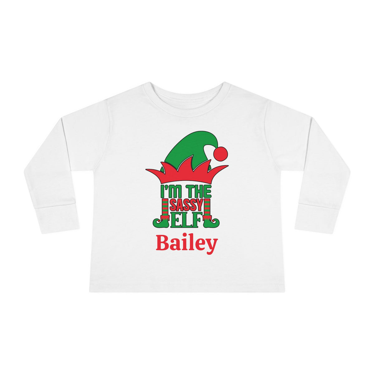 I'm The Sassy Elf Personalized Toddler Long Sleeve Tee