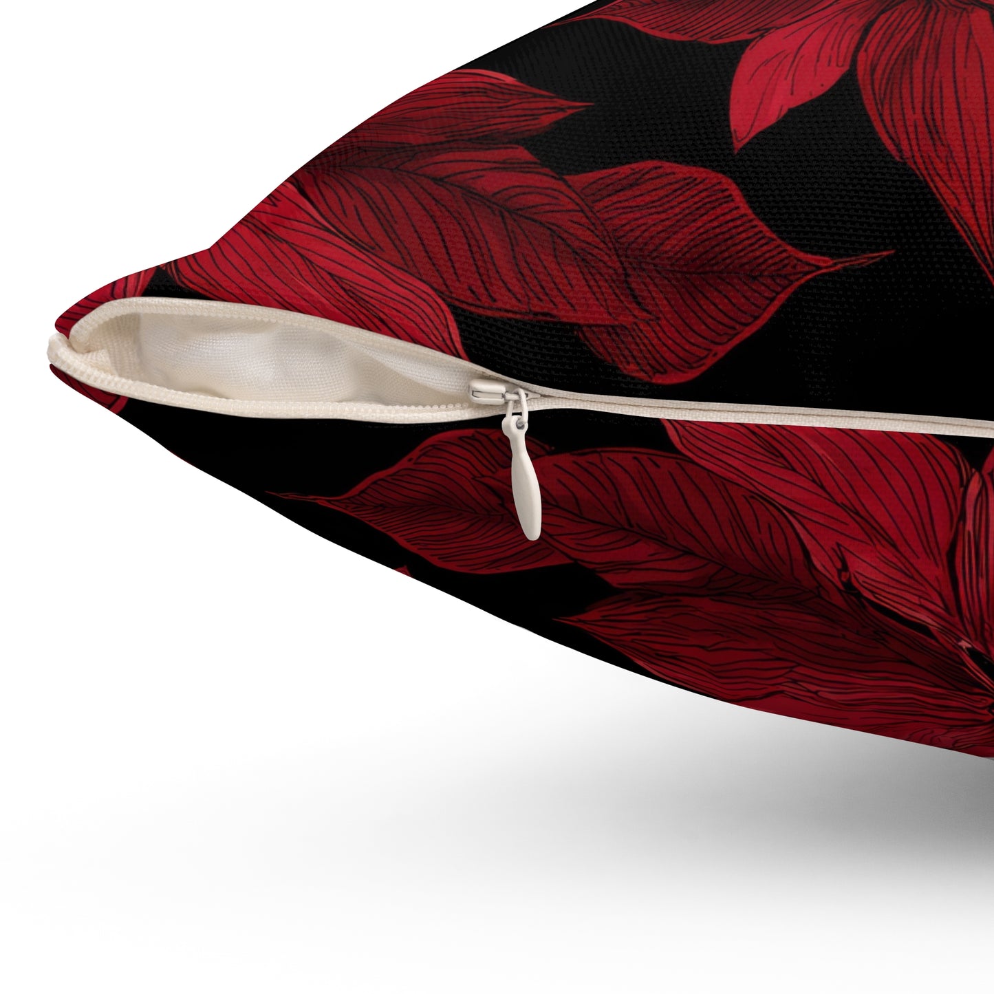 Midnight Poinsettia Garden Throw Pillow
