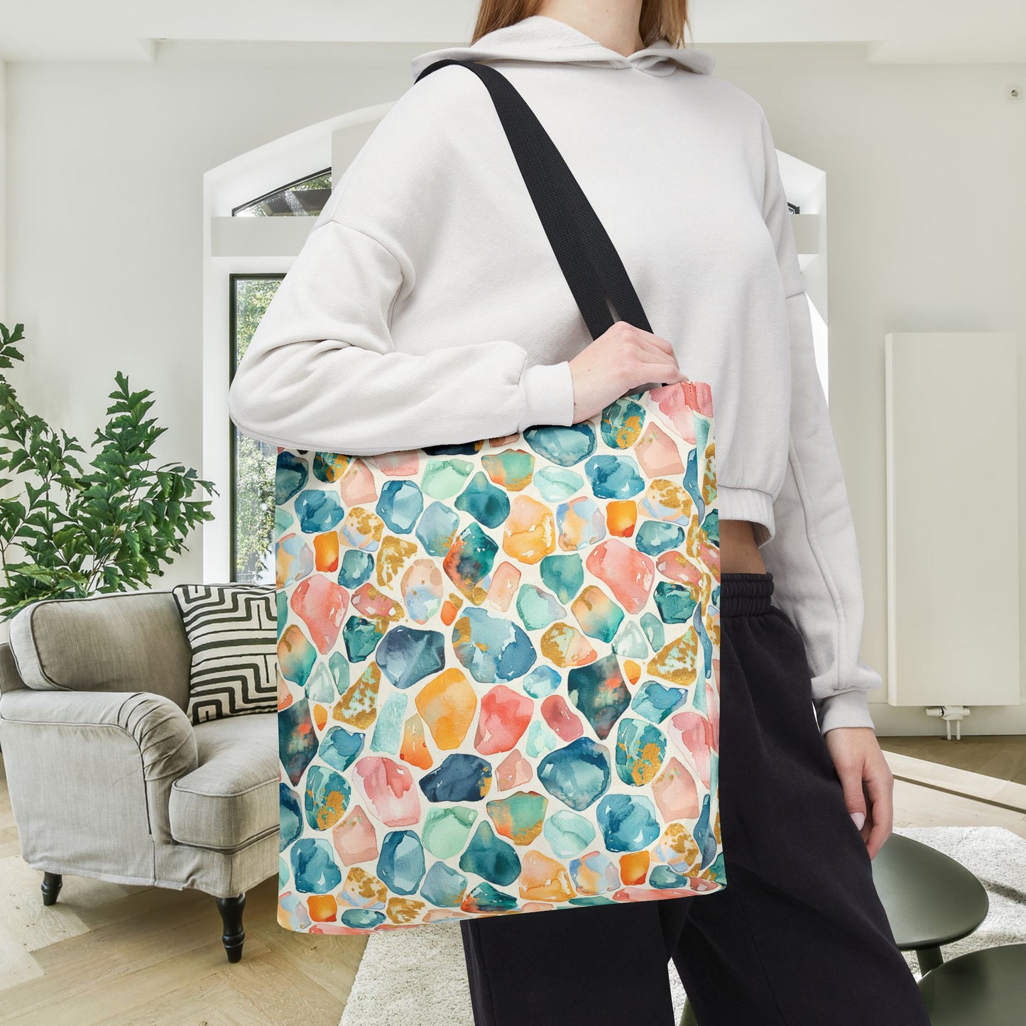 Ocean Pebble Drift Canvas Tote Bag