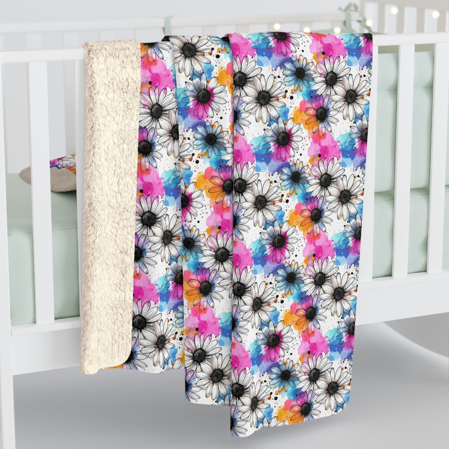 Watercolor Daisy Dream Fleece Blanket