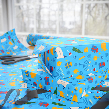 Illuminated Symbols Hanukkah Wrapping Paper