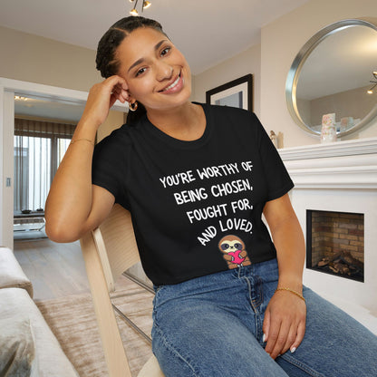 You're Worthy of Being Chosen, Fought For, And Loved. Remember That. Adult T-shirt