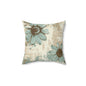 Rustic Teal Daisy Throw Pillow