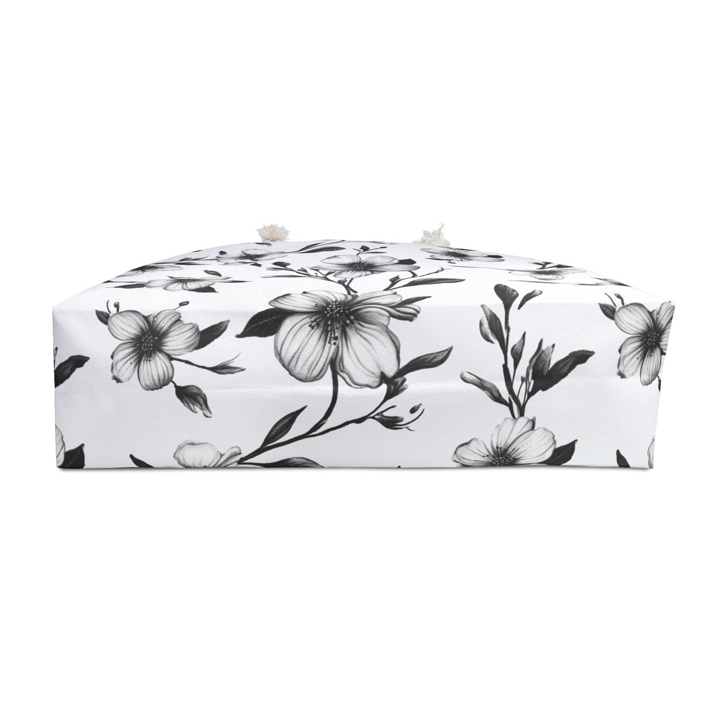 Black & White Five Petal Floral Weekender Bag