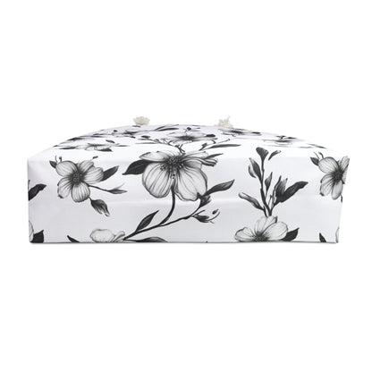 Black & White Five Petal Floral Weekender Bag
