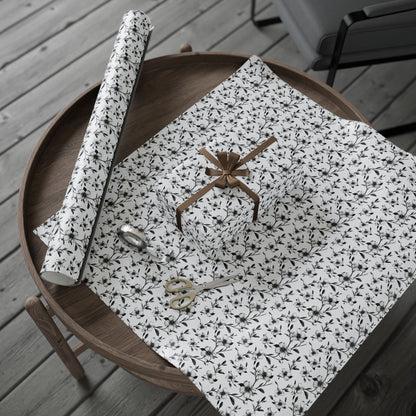 Black & White Five Petal Floral Gift Wrap for All Occasions