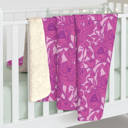 Blush Peony Garden Fleece Blanket