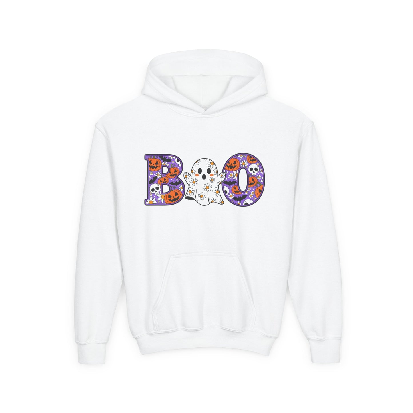 Cute Floral Boo w/Ghost Youth Hoodie