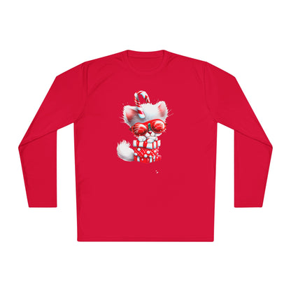 Candy Cane Kitten Adult Long Sleeve Tee