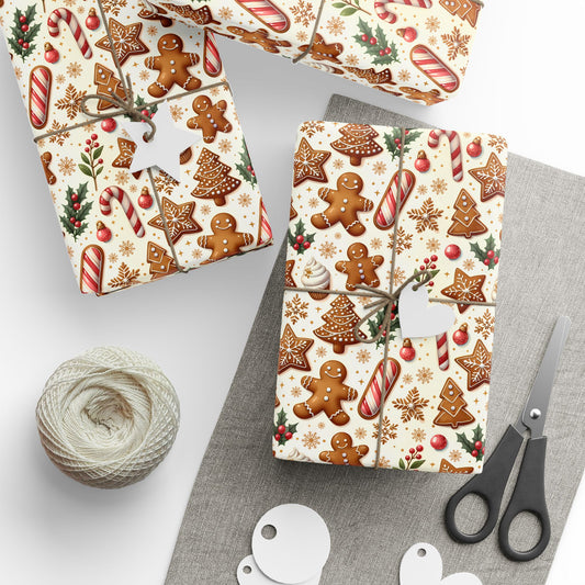 Peppermint & Gingerbread Dreams Wrapping Paper