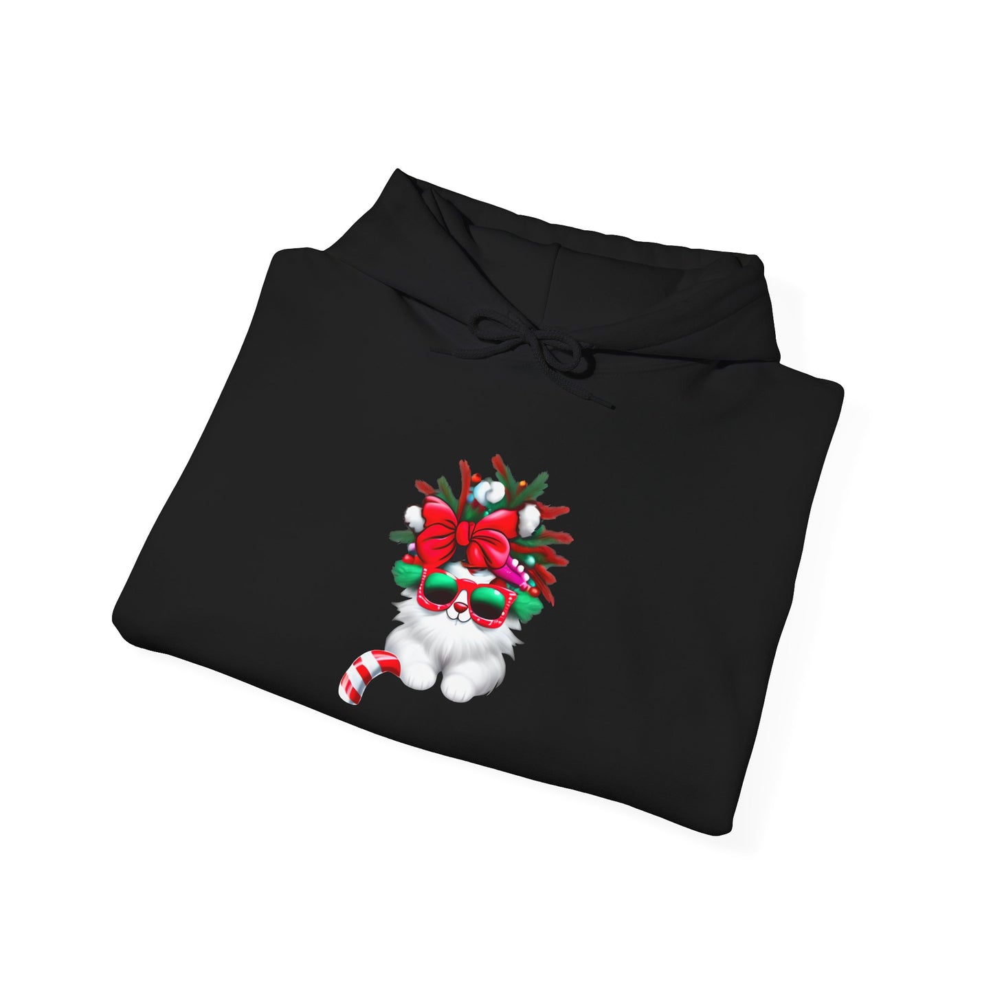 White Candy Cane Kitten Heavy Blend™ Hooded Sweatshirt