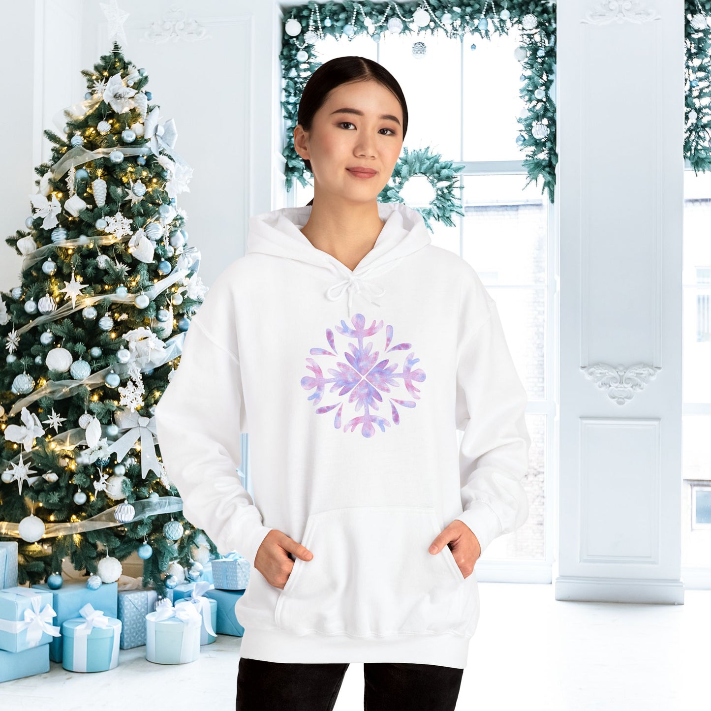 Large Snowflake 3 Adult Heavy Blend™ Hooded Sweatshirt