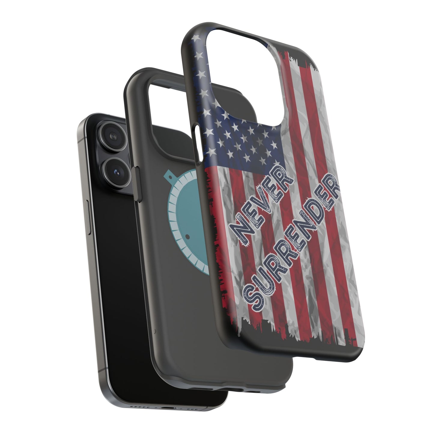 Never Surrender American Flag MagSafe® Compatible Tough Case for iPhone